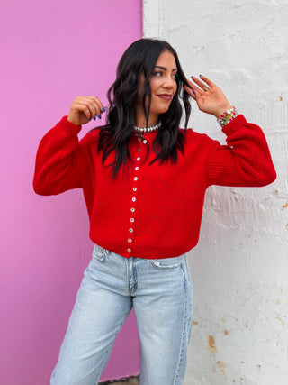 Delaney Cardigan-Red