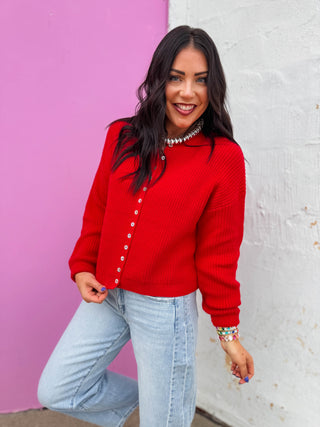 Delaney Cardigan-Red