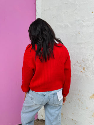 Delaney Cardigan-Red