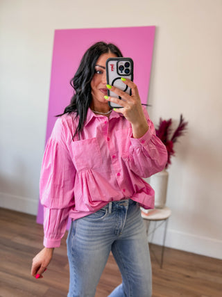 Pretty In Pink Striped Button Down