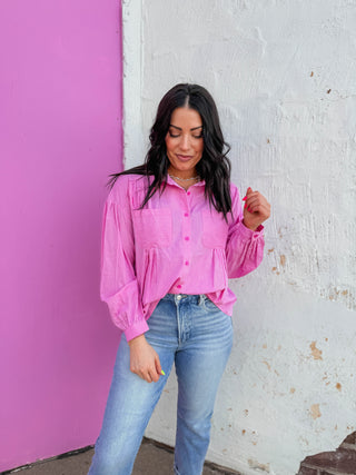 Pretty In Pink Striped Button Down