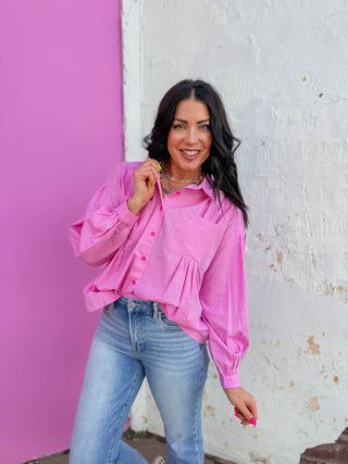 Pretty In Pink Striped Button Down