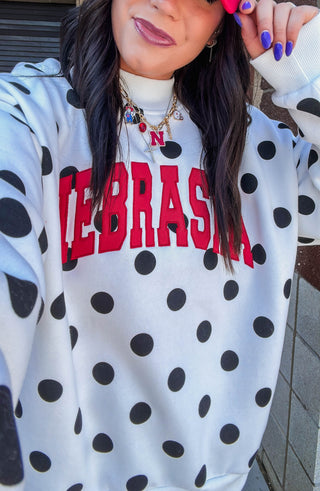 Nebraska Polka Dot Mock Neck