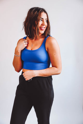 Monroe Cropped Tank-Royal Blue