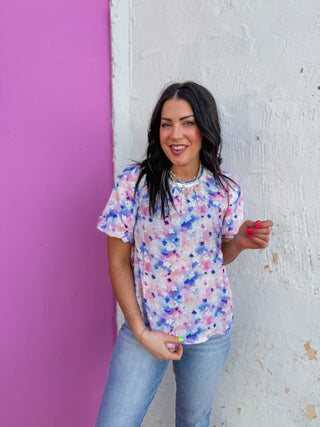 Presley Floral Top-Lavender/Blue