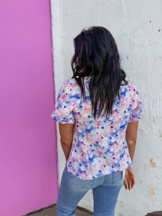 Presley Floral Top-Lavender/Blue