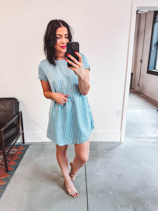 Megan Striped Denim Mini Dress