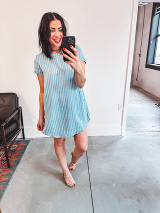 Megan Striped Denim Mini Dress