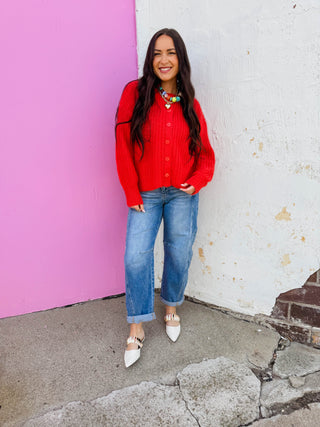 Lenny Cardigan-Red