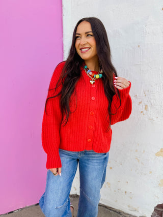 Lenny Cardigan-Red