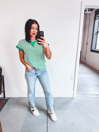 Tiffany Striped Top-Green