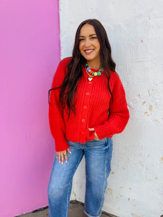 Lenny Cardigan-Red