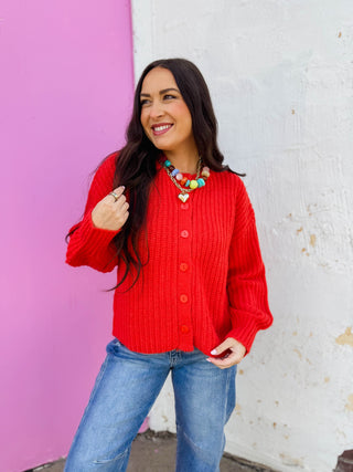 Lenny Cardigan-Red
