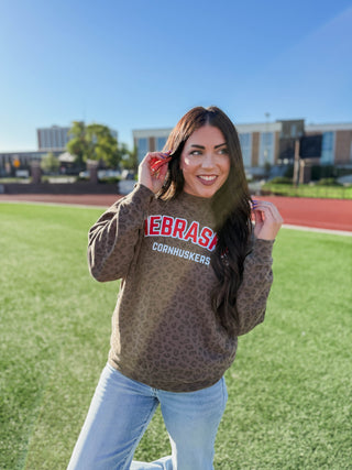 Nebraska Cornhuskers Leopard Crew