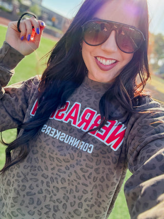Nebraska Cornhuskers Leopard Crew