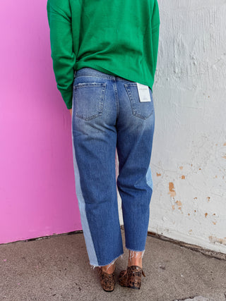 Briar High Rise Two Tone Barrel Denim