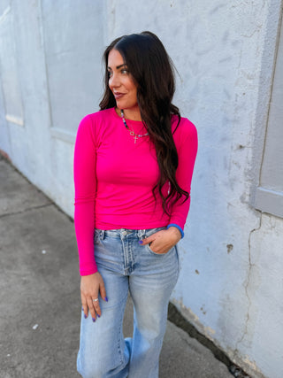Everyday Essential Long Sleeve-Hot Pink