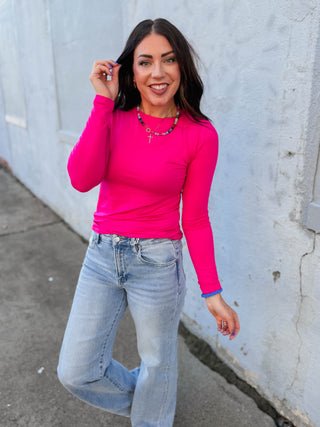 Everyday Essential Long Sleeve-Hot Pink