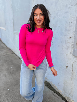 Everyday Essential Long Sleeve-Hot Pink