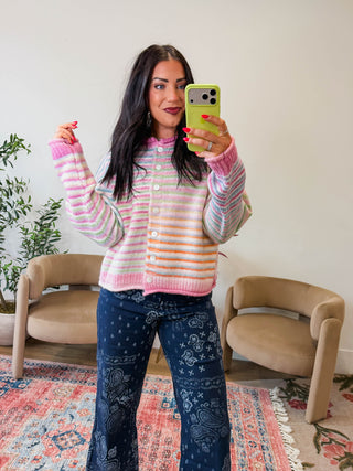 Rainbow Rush Cardigan-Strawberry Mix