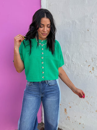 Simply Essential Knit Top-Green