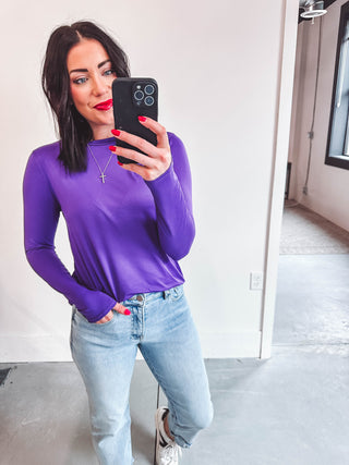 Karter Long Sleeve Top-Purple