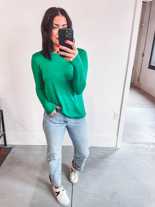 Karter Long Sleeve Top-Kelly Green