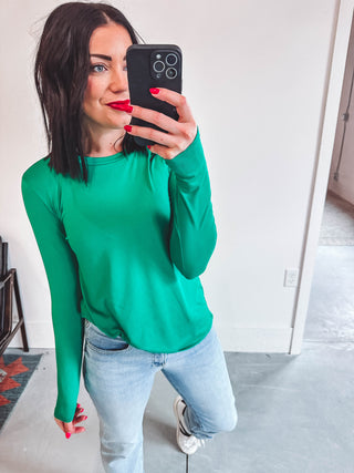 Karter Long Sleeve Top-Kelly Green