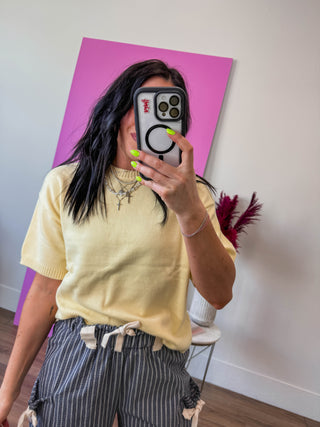 Harper Knit Top-Lemon