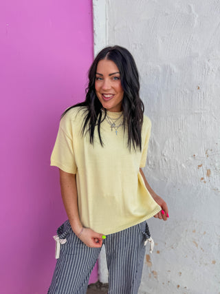 Harper Knit Top-Lemon
