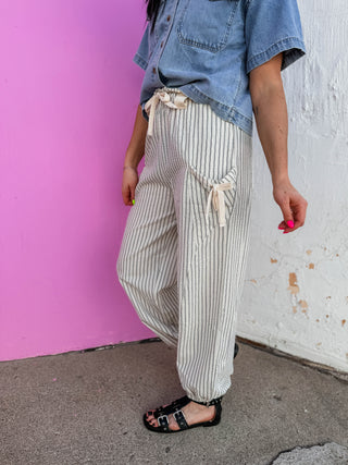Josie Striped Pants-White/Black