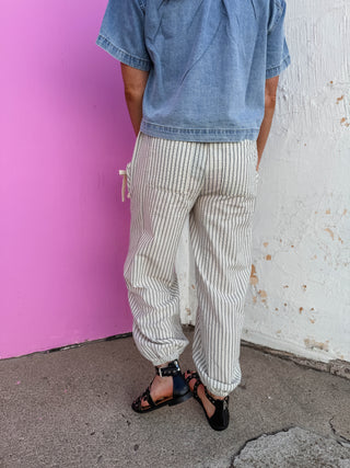 Josie Striped Pants-White/Black