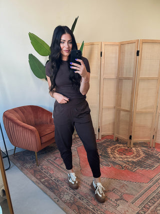 Essential Ribbed Tee-Espresso