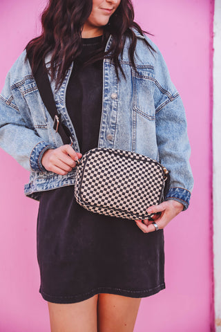 Willow Camera Crossbody Bag-Checkered Black