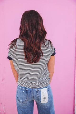 Kallie Striped Top-Black