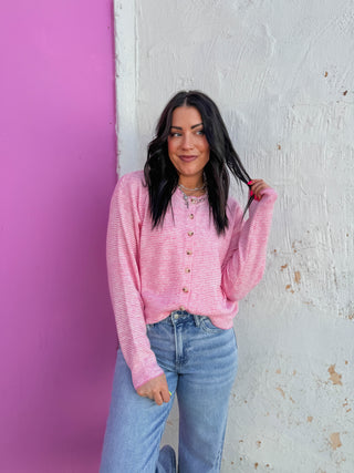 Daydream Striped Cardigan-Punch