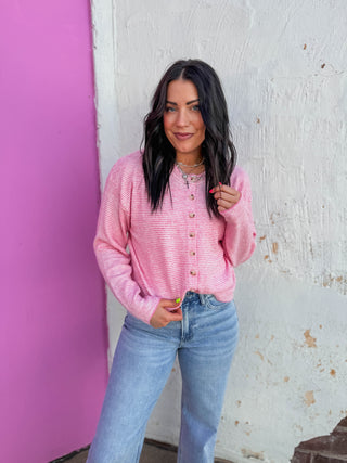 Daydream Striped Cardigan-Punch