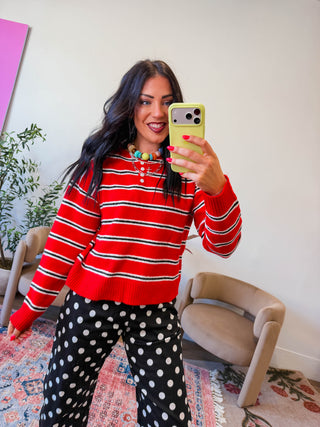 Reese Striped Henley Sweater