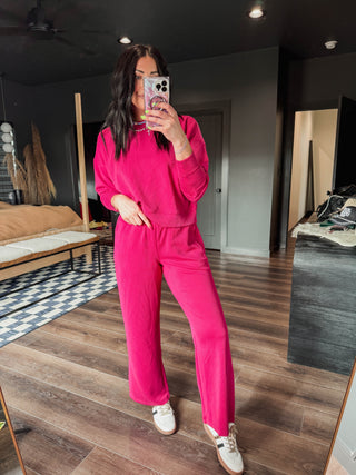 Alana Ribbed Pants-Plum Pink