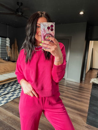 Alana Ribbed Pullover-Plum Pink