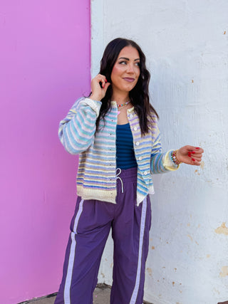 Rainbow Rush Cardigan-Lime Mix
