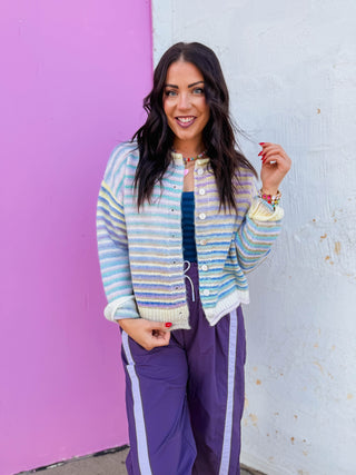 Rainbow Rush Cardigan-Lime Mix