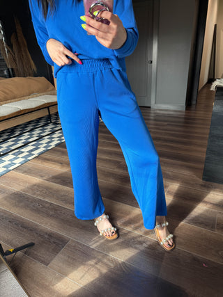 Alana Ribbed Pants-Deep Indigo