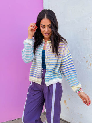Rainbow Rush Cardigan-Lime Mix