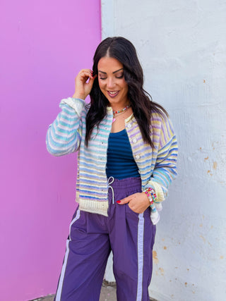 Rainbow Rush Cardigan-Lime Mix