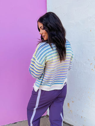 Rainbow Rush Cardigan-Lime Mix