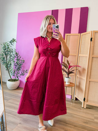 Rena Striped Midi Dress