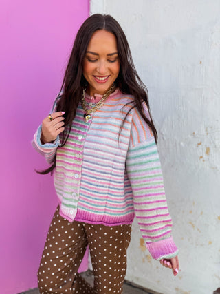 Rainbow Rush Cardigan-Strawberry Mix