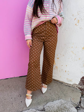 Spotted In Style Pants-Brown