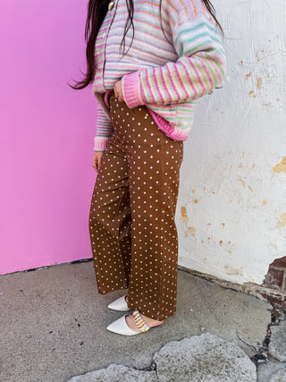 Spotted In Style Pants-Brown